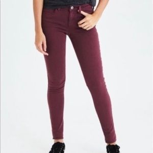 AEO 360 Super Stretch Burgundy Wine Jegging Size 4